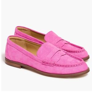 J. CREW Factory Microsuede Penny Loafers Intense Pink Preppy Fuchsia | 6.5